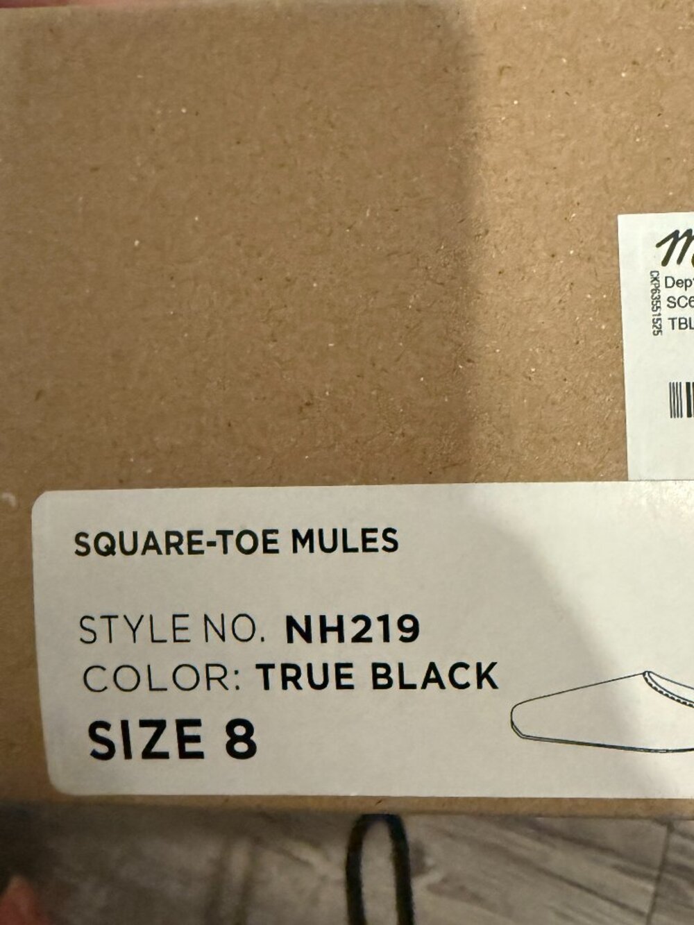 Madewell Square-Toe Mule True Black Leather Size 8 NWT - Picture 3 of 3